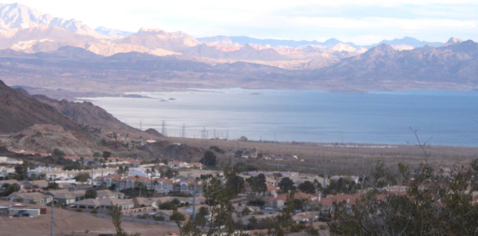 Mohave Lake, looking northeast from a hilltop in Boulder City, as seen on 12/07/24. The views are a must for those visiting this beautiful location.