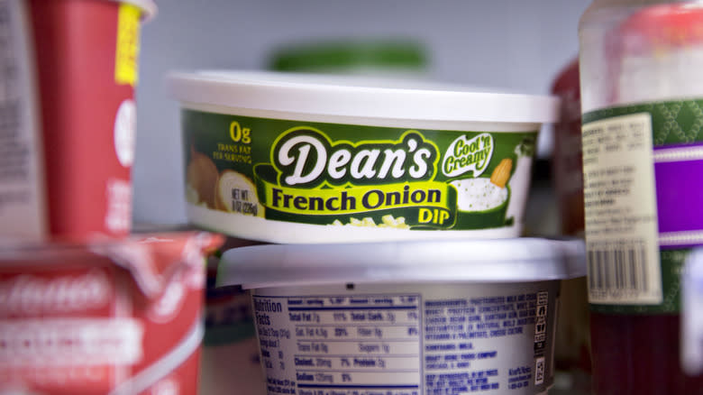 Container of Dean's French onion dip