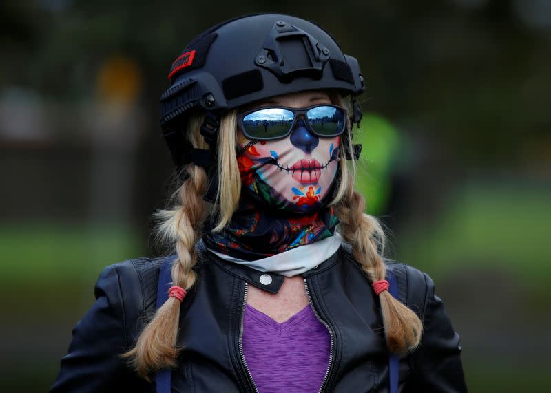 Proud Boys attend a rally in Portland