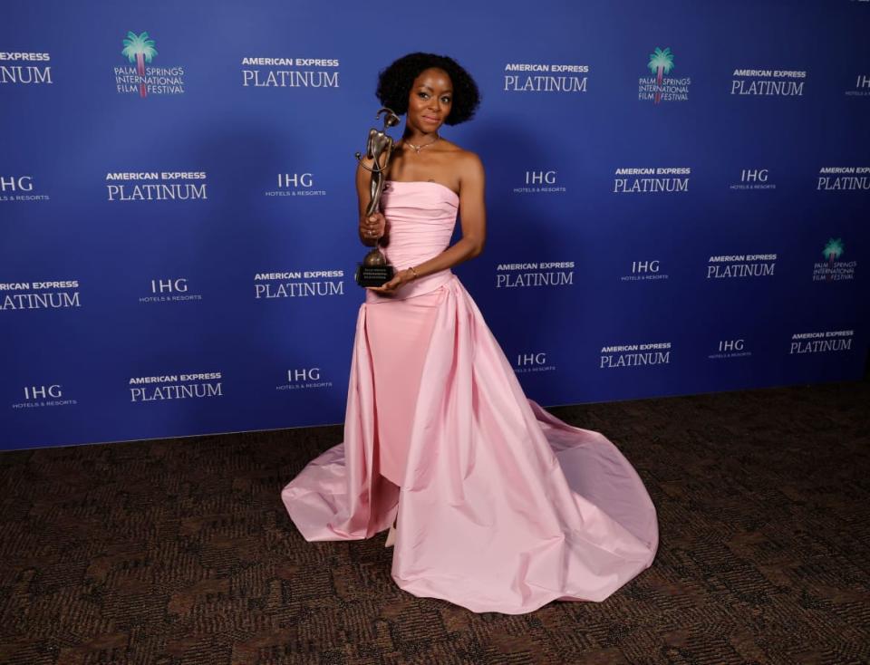 <div class="inline-image__caption"><p>"PALM SPRINGS, CALIFORNIA - JANUARY 05: Danielle Deadwyler poses in the press room during with an award during the 2023 Palm Springs International Film Festival Awards Night Gala at Palm Springs Convention Center on January 05, 2023 in Palm Springs, California. (Photo by Kevin Winter/Getty Images)"</p></div> <div class="inline-image__credit">Kevin Winter</div>