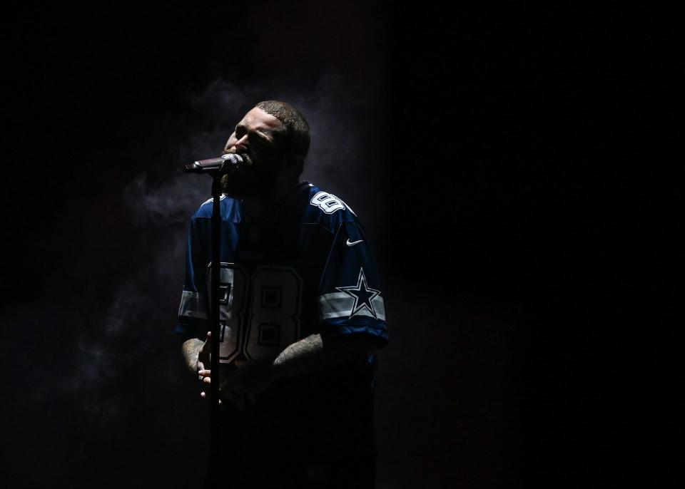 Post Malone performs at Gainbridge Fieldhouse on Oct. 2, 2022 in Indianapolis.