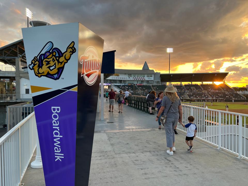 Hammond Stadium at sunset.