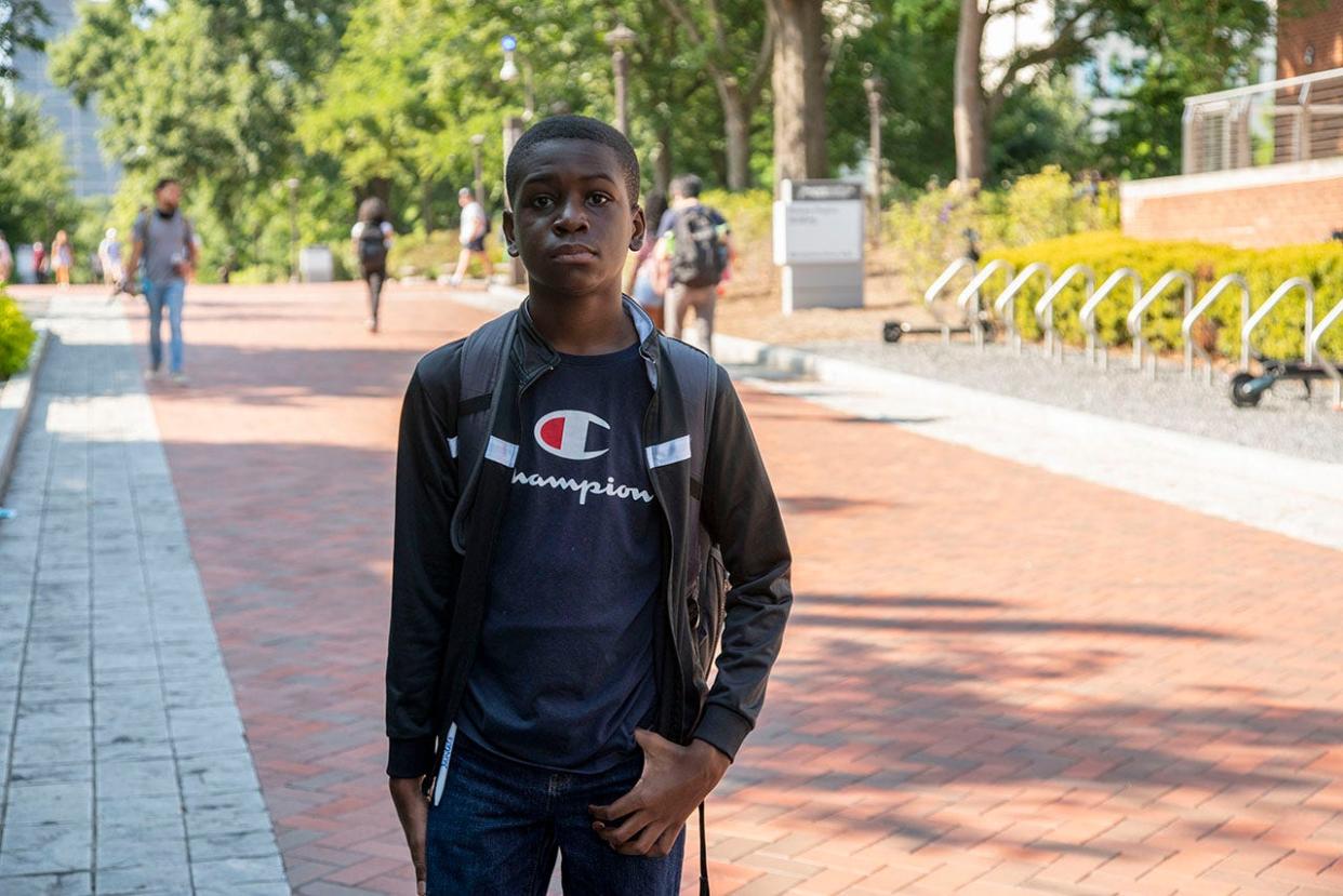 Caleb Anderson on his first day of classes at Georgia Tech.