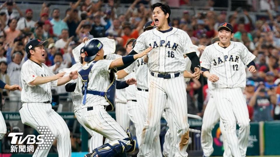 大谷翔平成功搶下最後出局數，幫助日本奪得2023經典賽冠軍。（圖／達志影像美聯社）