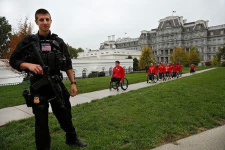 Members of U.S. Paralympics team arrive to be greeted by President Barack Obama at the White House in Washington, U.S., September 29, 2016. REUTERS/Yuri Gripas