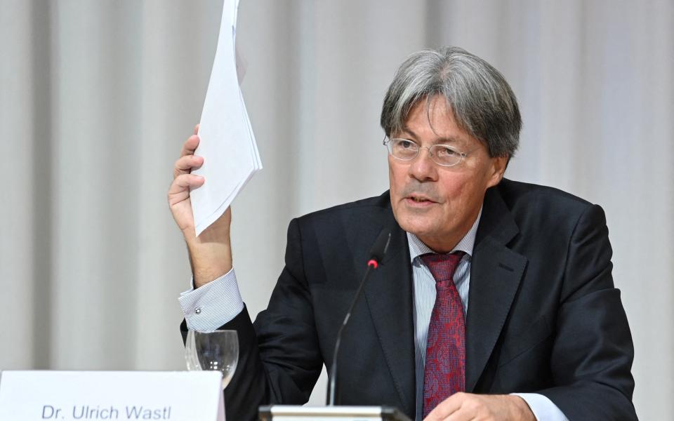 Lawyer Ulrich Wastl speaks at a news conference about a survey on allegations of sexual abuse in the Archdiocese of Munich and Freising between 1945 and 2019, in Munich, Germany, January 20, 2022. Sven Hoppe/Pool via REUTERS - POOL /REUTERS 