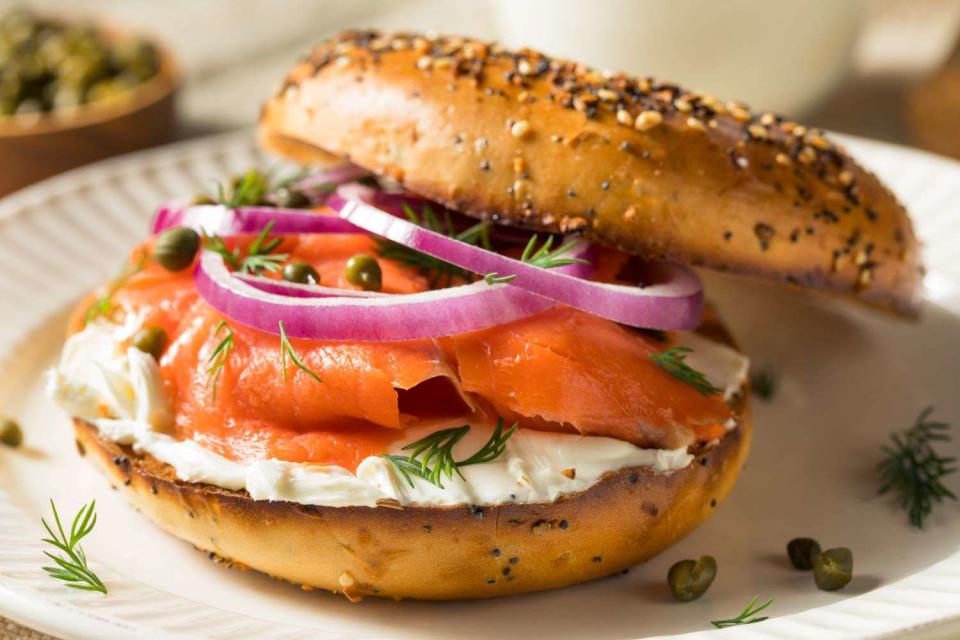 Salty and silky-smooth, lox is a natural pairing for a bagel with cream cheese. PHOTO: BHOFACK2/GETTY IMAGES