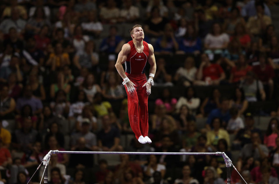 Jonathan Horton competes on the high bar during day 3 of the 2012 U.S. Olympic Gymnastics Team Trials at HP Pavilion on June 30, 2012 in San Jose, California. (Photo by Ezra Shaw/Getty Images)