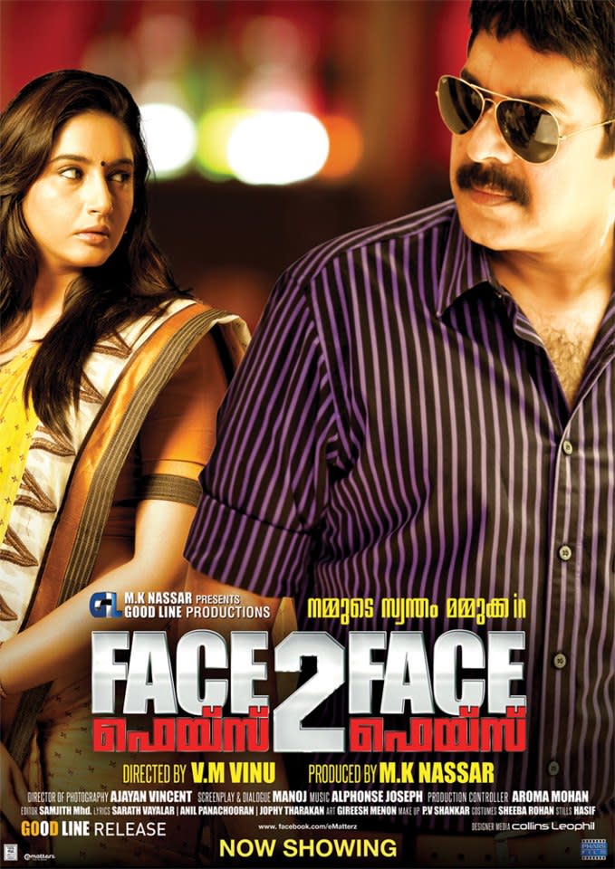 <b>Face 2 Face</b><br>South Indian film star Mammooyty stars in this thriller about an honourable police officer who strives to wipe out crime in his district.