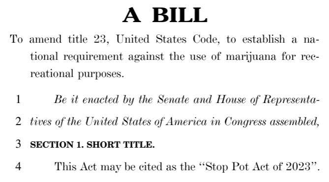 The "Stop Pot Act" introduced by Henderson County Republican Rep. Chuck Edwards to take highway money from the Cherokee if they legalize marijuana.