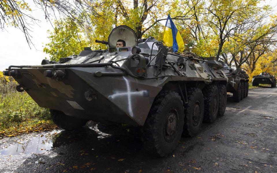 Armoured personnel carriers head to the front lines on October 4 - Getty Images Europe