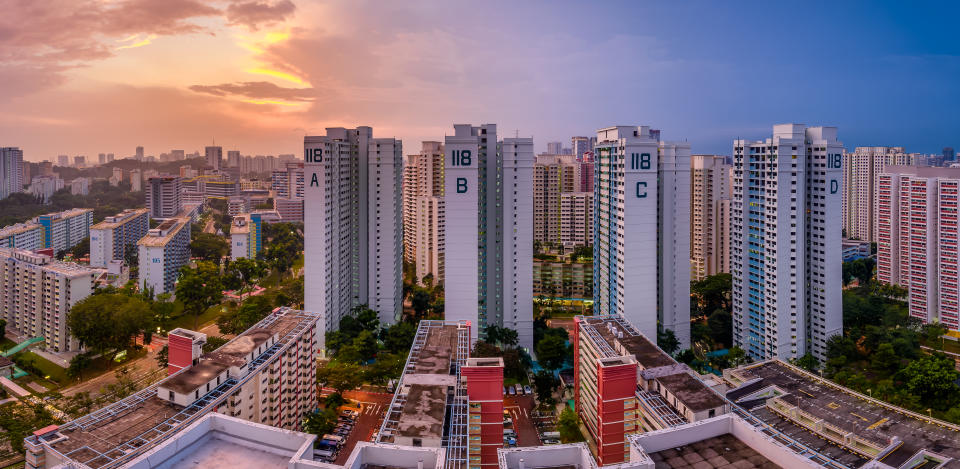 Singapore city skyline look from HDB Jalan Bukit Merah.