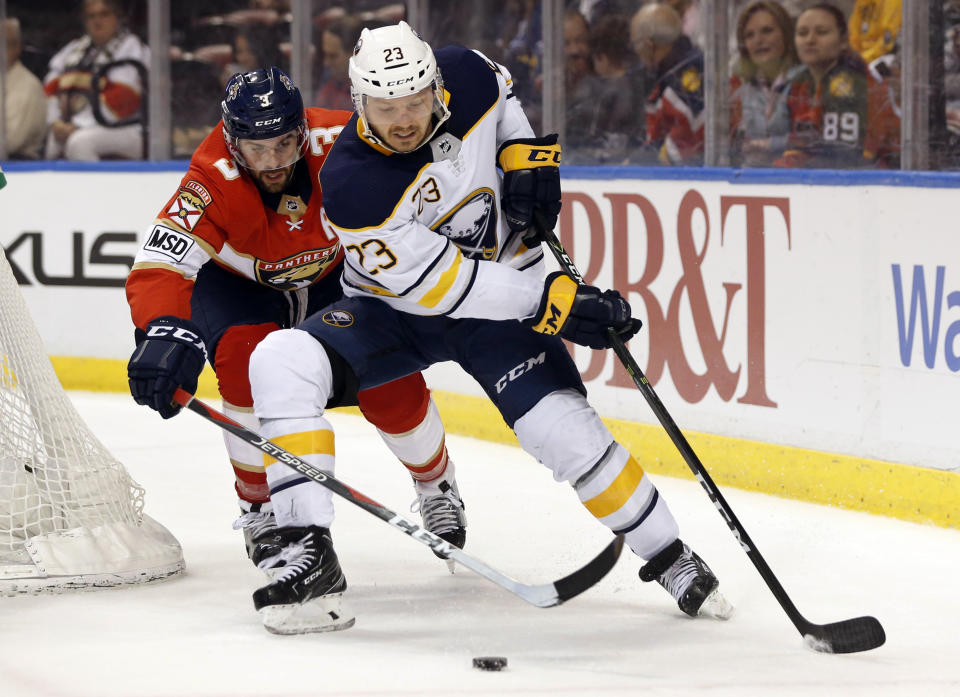 Sam Reinhart has been racking up the points with the man advantage this season. (AP Photo/Wilfredo Lee, File)