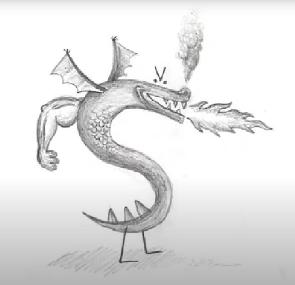 A drawing of a dragon