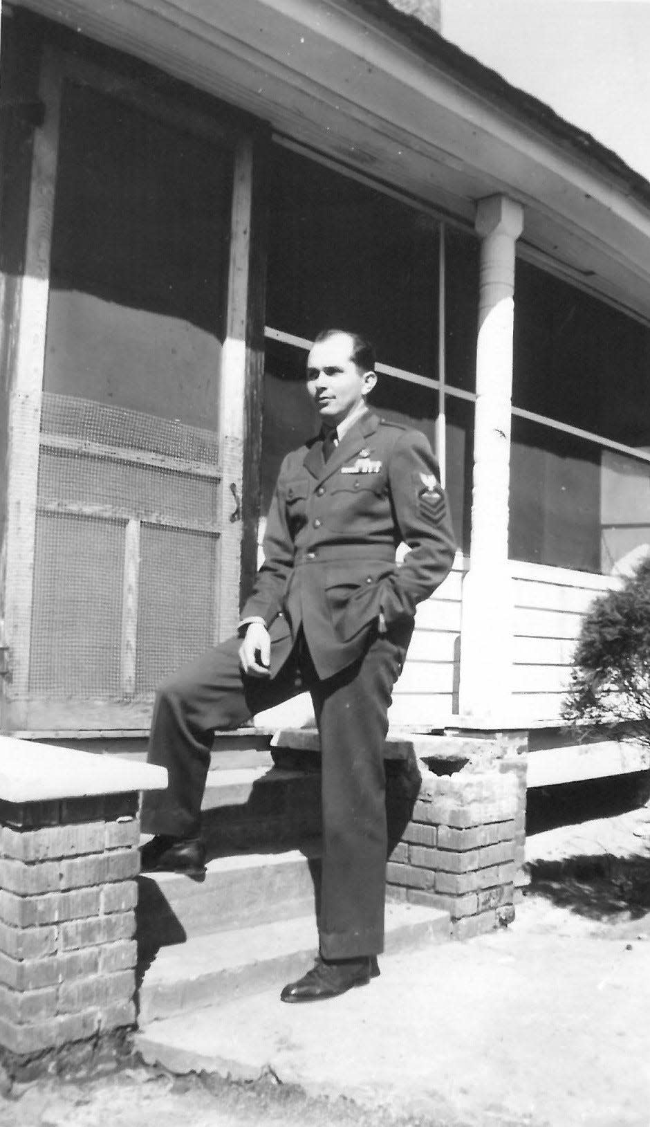 Richard C. Higgins in the 1940s in front of his wife’s childhood home in Philadelphia, Mississippi