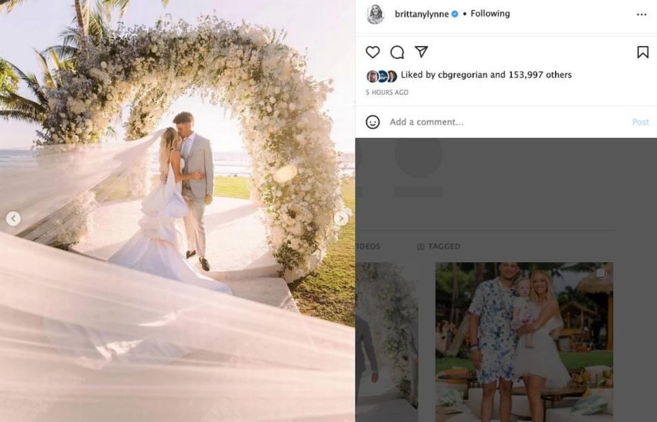 Brittany Mahomes shared more photos of her wedding on Instagram Tuesday.