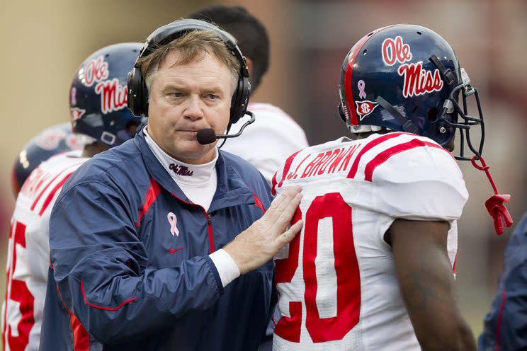 Former Ole Miss coach Houston Nutt is seeking a public apology from the school. (Getty)