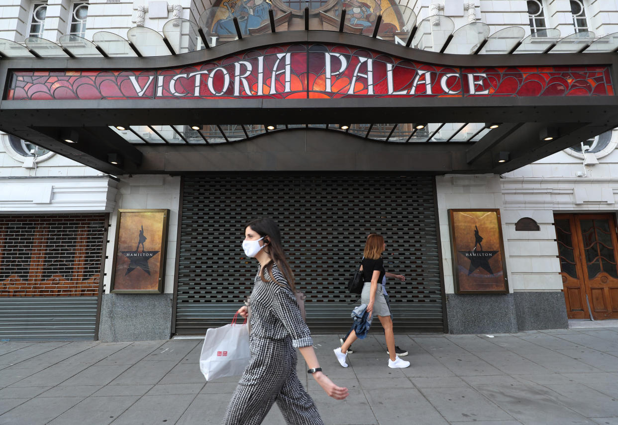 The Victoria Palace Theatre, London, previously showing Hamilton, will remain empty, after the announcement by producer, Cameron Mackintosh, that the production will not reopen until 2021 due to the ongoing uncertainty of lockdown and coronavirus.