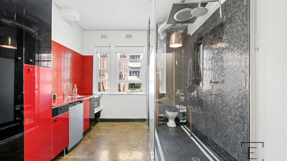 Sydney apartment with toilet in kitchen.