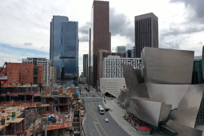 A general view of downtown Los Angeles and the Walt Disney Concert Hall the day after California issued a stay-at-home order due to coronavirus disease (COVID-19) in Los Angeles