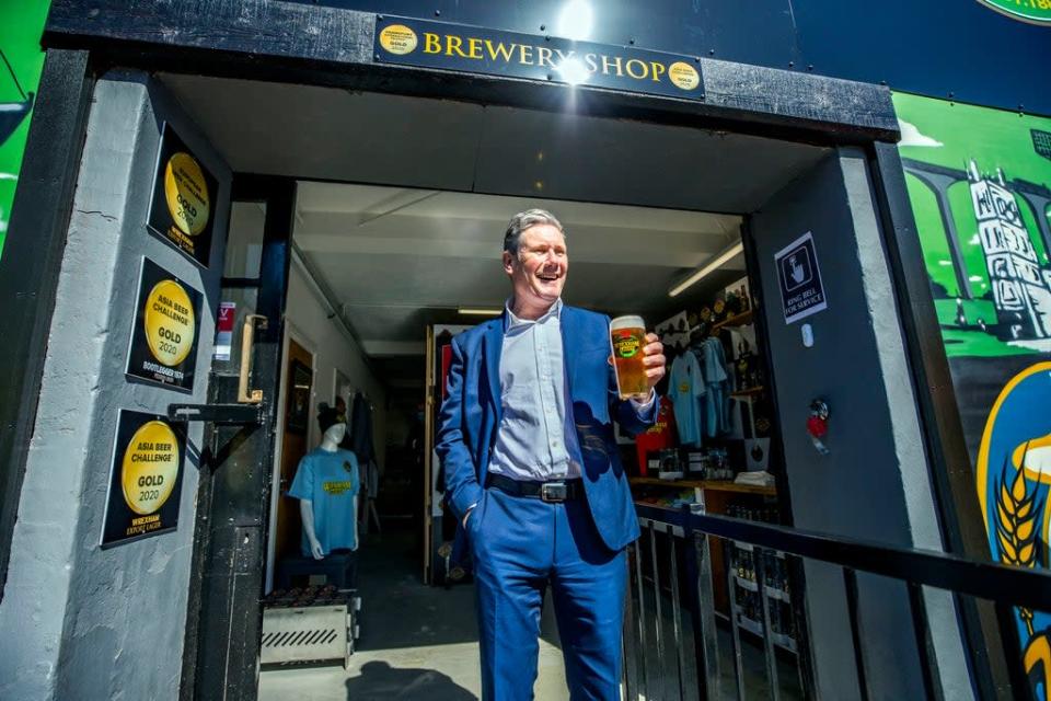 Labour leader Sir Keir Starmer during a visit to Wrexham Lager Brewery as part of Welsh Labour&#x002019;s Senedd election campaign (Peter Byrne/PA) (PA Archive)