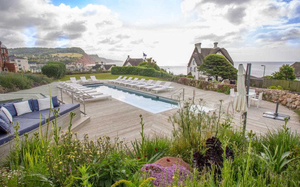 The outdoor pool at Sidmouth Harbour Hotel & Spa, Devon