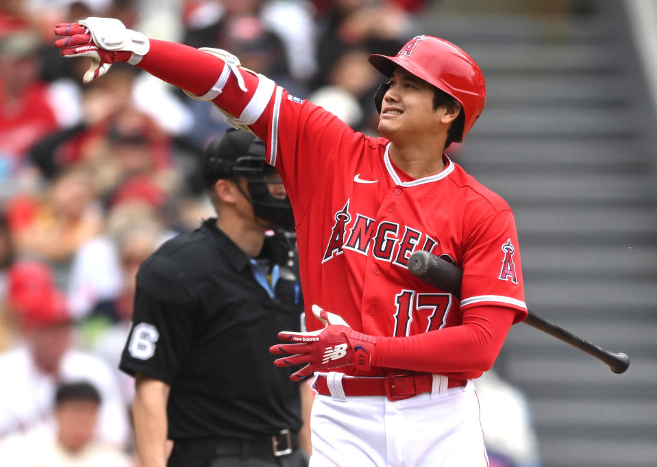 天使日籍好手大谷翔平苦吞3K，打擊率下修至0.269。(Photo by Jayne Kamin-Oncea/Getty Images)