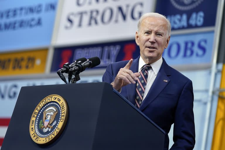 Joe Biden durante un discurso este jueves en el Finishing Trades Institute, en Filadelfia