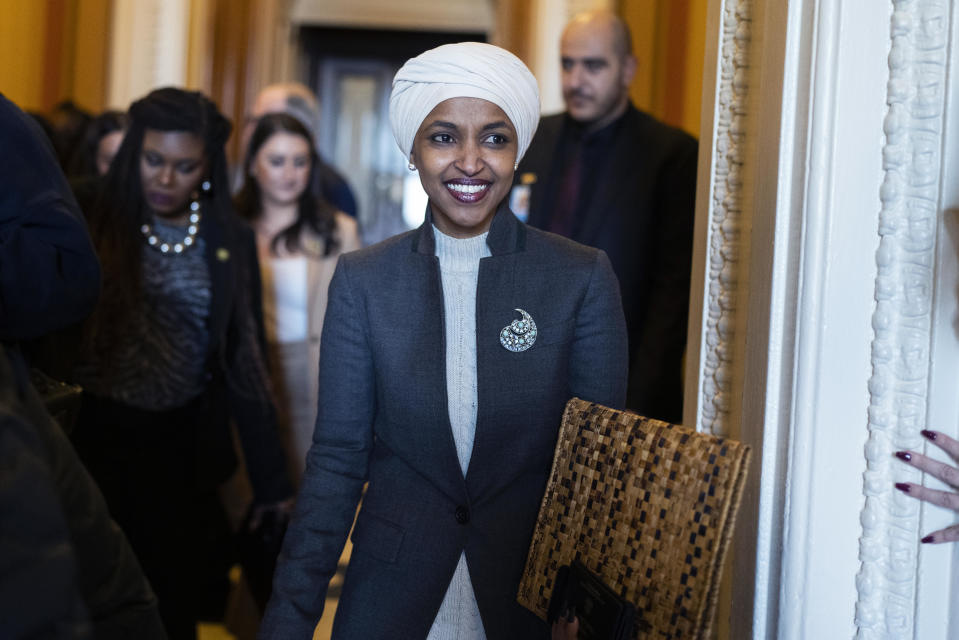 Rep. Ilhan Omar of Minnesota is seen after the House voted to remove her from the House Foreign Affairs Committee on Feb. 2, 2023.  / Credit: Tom Williams/CQ-Roll Call, Inc via Getty Images