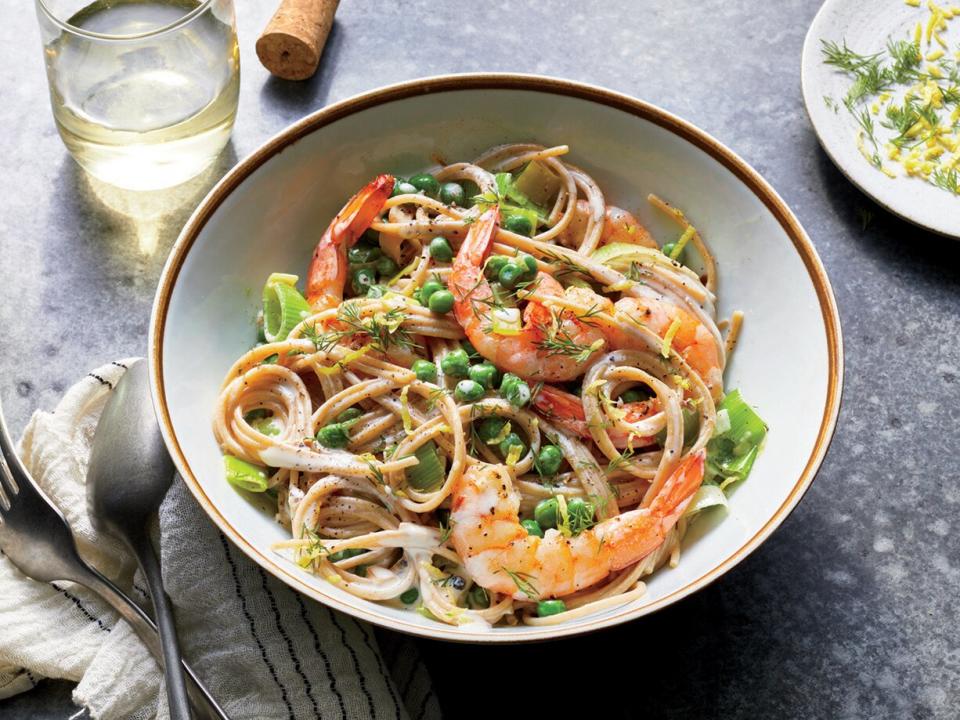 Shrimp and Leek Spaghetti