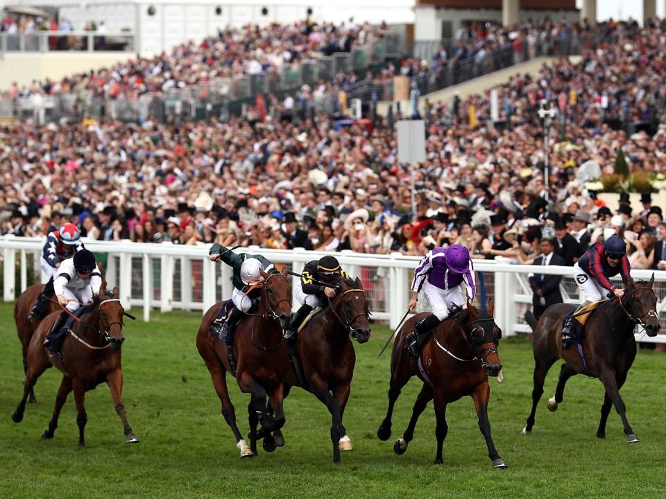 Follow the latest updates live from the opening day of Royal Ascot 2019 as the flat racing festival known around the world for it's heritage, pageantry, colour, strict dress code and of course, the Queen's attendance, gets underway.The feature race on the opening day sees Frankie Dettori attempt to become the third jockey to win the St James' Palace Stakes in it's 119-year history on John Gosden-trained Too Darn Hot. The field is by no means as challenging as it has been in recent years, but Phoenix of Spain is joint-favourite to claim the £305,525 on offer for the winner.Rain is expected the sweep through west London in the early afternoon, but the rest of the week should be dry. Follow live updates from Royal Ascot below:Please allow a moment for the blog to load... Tuesday's schedule2:30 Queen Anne Stakes3:05 Coventry Stakes3:40 King's Stand Stakes4:20 St James's Palace Stakes5:00 Ascot Stakes5:35 Wolferton Stakes