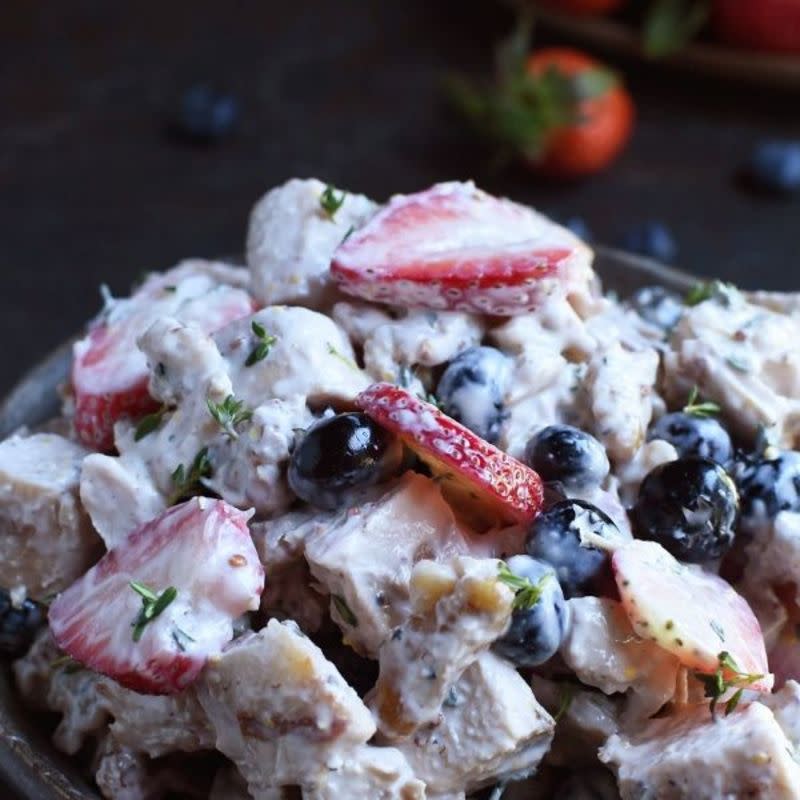 <p>Simply So Healthy</p><p>This delicious low-carb salad is portable, so it's just what you want in your July 4th picnic basket.</p><p><strong>Get the recipe: <a href="https://simplysohealthy.com/nut-and-berry-chicken-salad/" rel="nofollow noopener" target="_blank" data-ylk="slk:Nut and Berry Chicken Salad;elm:context_link;itc:0;sec:content-canvas" class="link ">Nut and Berry Chicken Salad</a></strong></p>