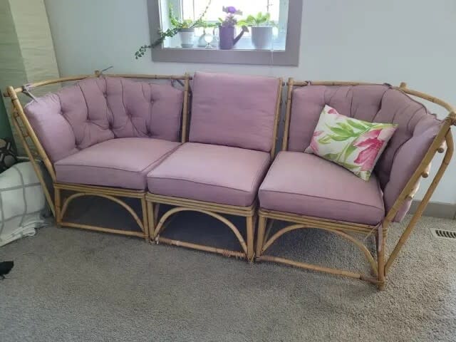 Beautiful pink rattan couch for free