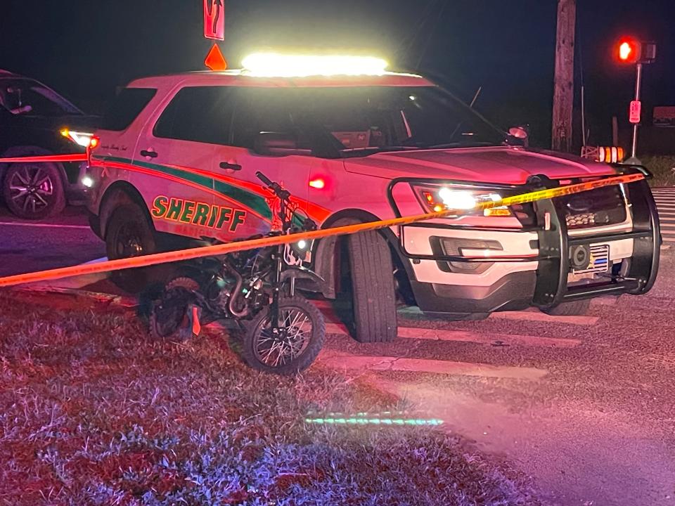 The Marion County Sheriff's deputy who was driving this marked SUV pulled over the rider of this dirt bike Tuesday night in Silver Springs Shores. The sheriff's office says the bike rider pulled a gun during the encounter, and the deputy then shot him.