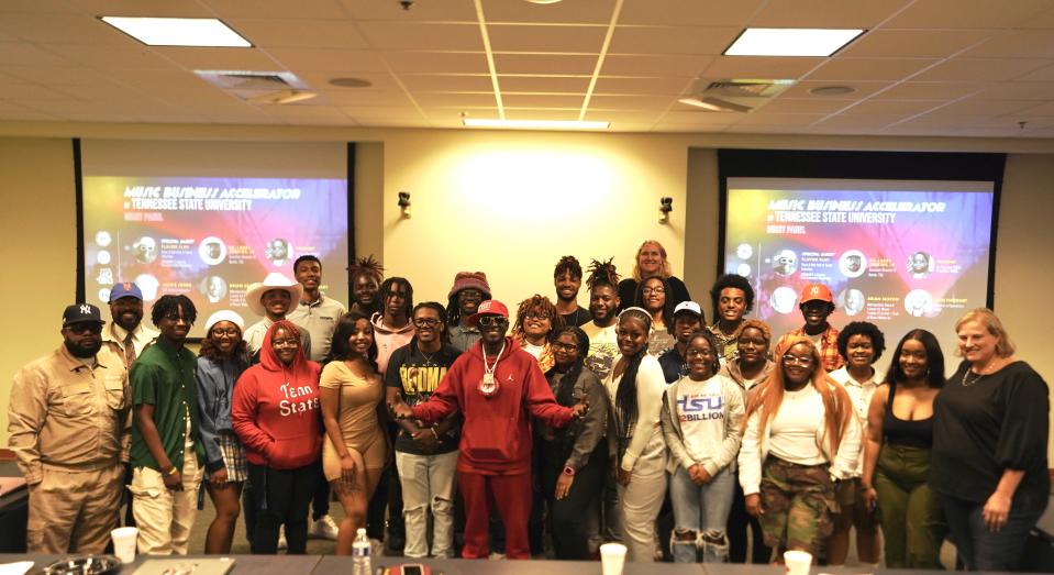 Flavor Flav with Tennessee State University music accelerator program students, May 2024