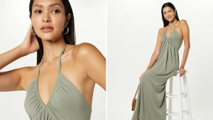 The Drop Kapri Gathered Halter Dress