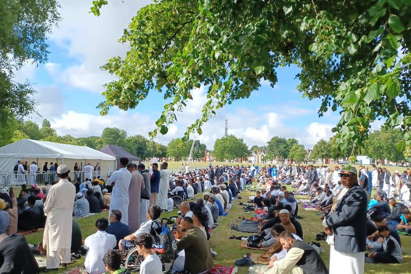 People gather for morning prayers