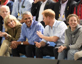 <p>Former POTUS Barack Obama, as well as former Vice President Joe Biden and his wife, Dr. Jill Biden, accompanied Prince Harry at the Invictus Games wheelchair basketball game in Toronto. We’re sure everyone was disappointed that <a rel="nofollow" href="https://www.yahoo.com/celebrity/prince-george-meets-president-obama-213100893.html" data-ylk="slk:Obama’s pal Prince George;elm:context_link;itc:0;sec:content-canvas;outcm:mb_qualified_link;_E:mb_qualified_link;ct:story;" class="link  yahoo-link">Obama’s pal Prince George</a> couldn’t be there. (Photo: Karwai Tang/WireImage) </p>