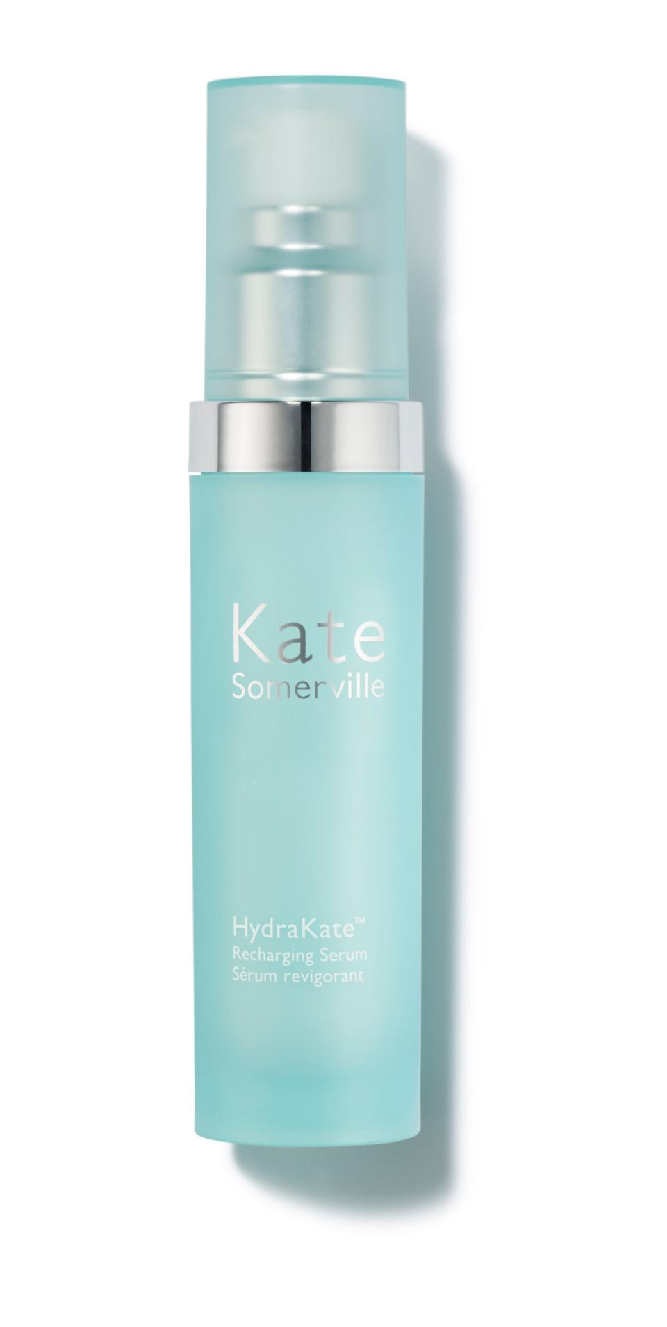 ‘Aquaport’ technology  with glycerin,  glyceryl glucoside and  betaine to balance.  £53 (katesomer ville.co.uk) (Kate Somerville HydraKate Recharging Serum)