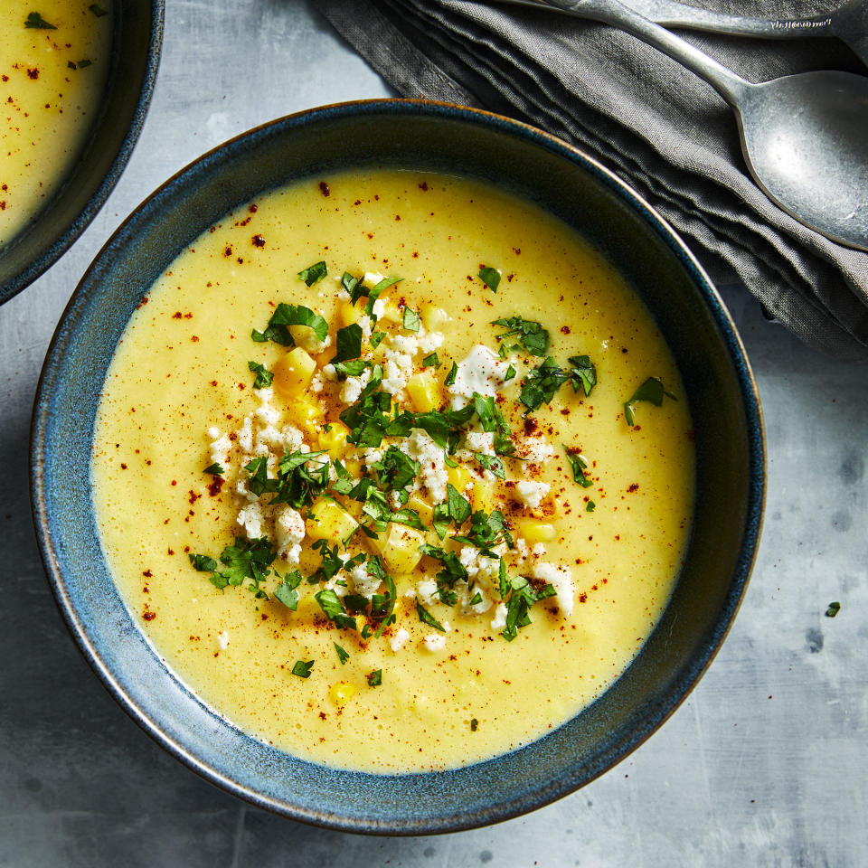 Creamy Corn Soup with Jalapeños & Cotija