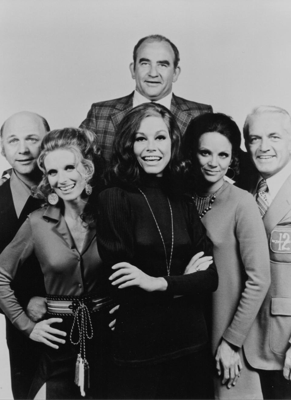 The last three major members of "Mary Tyler Moore," Gavin MacLeod, Cloris Leachman and Ed Asner, died in 2021. Also included in this promo photo are Mary Tyler Moore, Valerie Harper and Ted Knight.