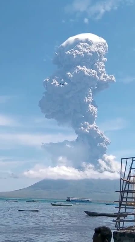 An eruption of Mount Ile Lewotolok is seen in Lembata