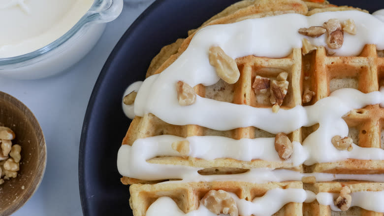 carrot cake waffle with walnuts
