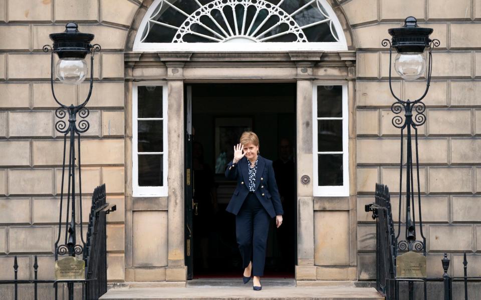 Nicola Sturgeon leaves Bute House in Edinburgh for the last time as First Minister of Scotland after signing her official letter of resignation - Jane Barlow/PA