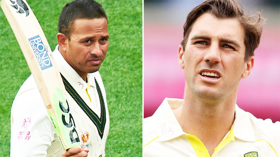 Pat Cummins and Usman Khawaja, pictured here in the third Test against South Africa.