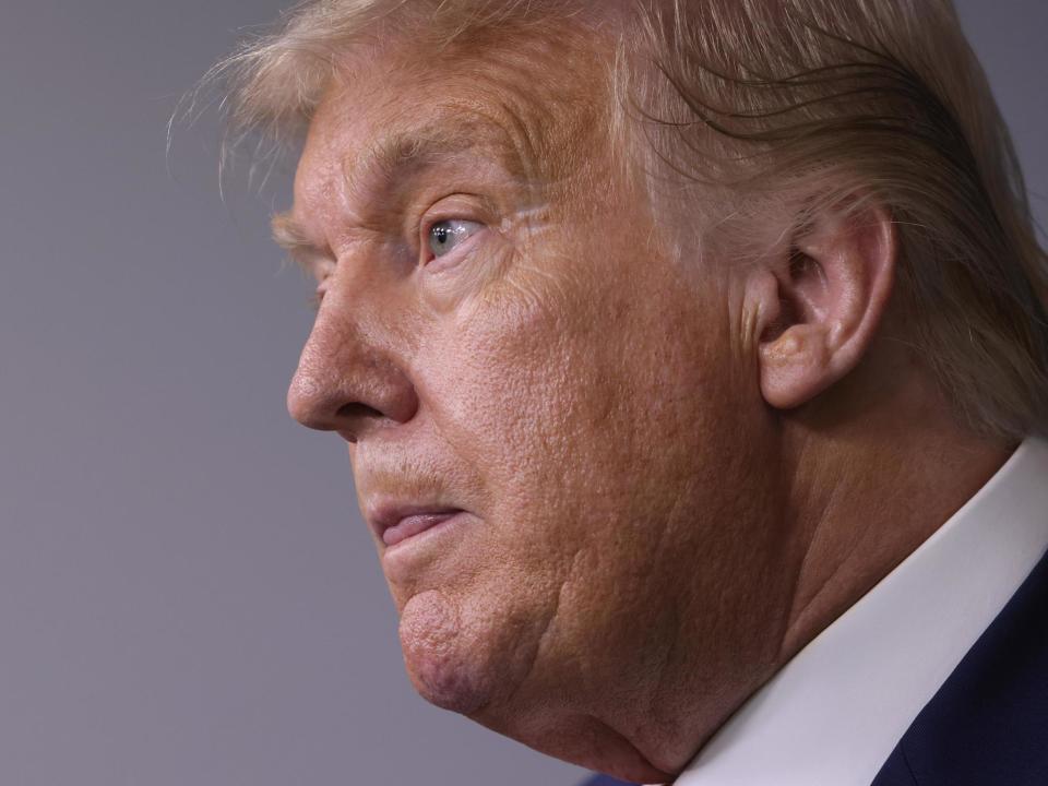 US President Donald Trump speaks during a news conference at the James Brady Press Briefing Room of the White House 10 August 2020: (2020 Getty Images)