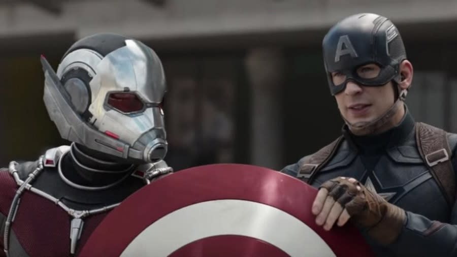 Actors Chris Evans and Paul Rudd team up for the first time when Captain America and Ant-Man meet in Civil War.