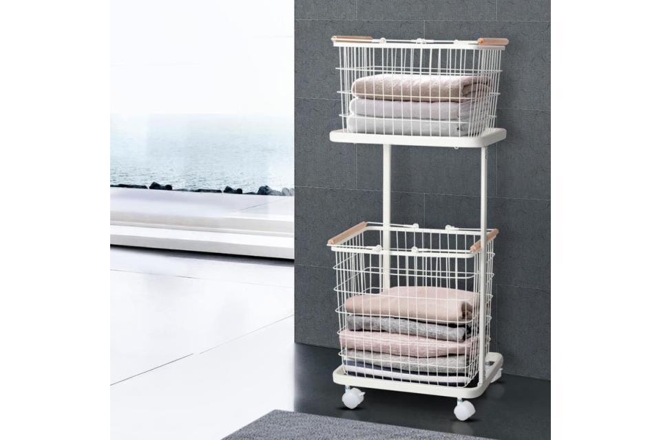 Laundry Basket Clothes Storage Shelf