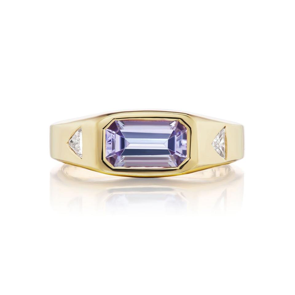 <p>arkfinejewelry.com</p><p><strong>$4500.00</strong></p><p><a href="https://arkfinejewelry.com/collections/ring/products/tanzanite-and-diamond-smaller-version-creation-ring" rel="nofollow noopener" target="_blank" data-ylk="slk:Shop Now;elm:context_link;itc:0;sec:content-canvas" class="link ">Shop Now</a></p><p>With 1.3 carats of tanzanite, this ring is certain to stun all on its own. </p>