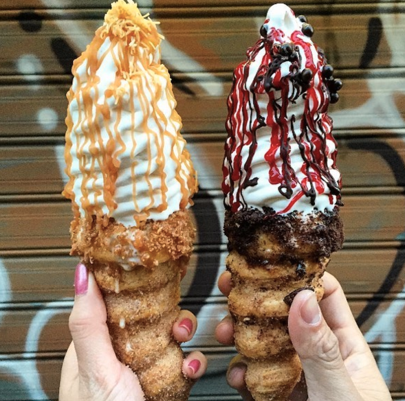 Churro ice cream cones